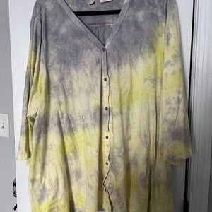 LOGO by Lori Goldstein Beach to Street Tie-Dye Cardigan - 3X